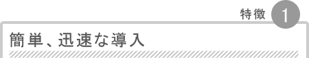 特徴① 簡単、迅速な導入